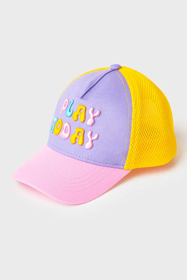 Кепка текстильная для девочек PLAYTODAY, сиреневый,розовый,жёлтый - фото 1