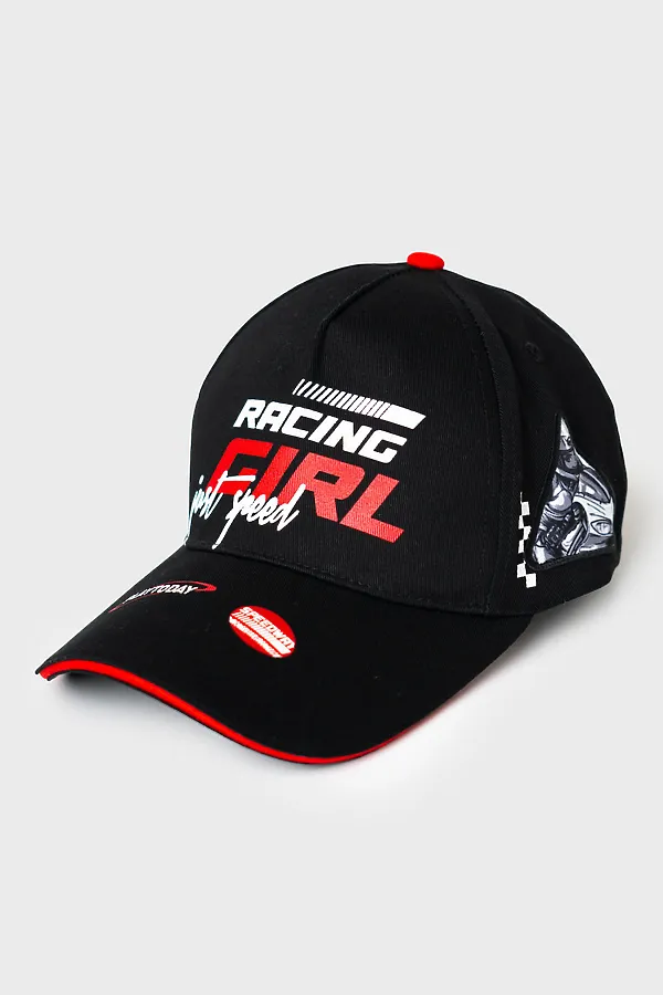 Кепка текстильная для девочек PLAYTODAY, черный,красный - фото 1