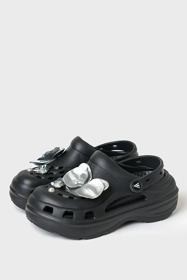 Сабо для девочек PLAYTODAY, черный,серебряный - фото 1