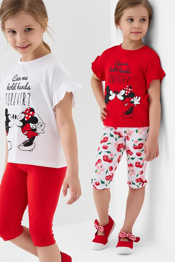 Брюки трикотажные для девочек (легинсы укороченные), 2 пары в комплекте PLAYTODAY, разноцветный - фото 1