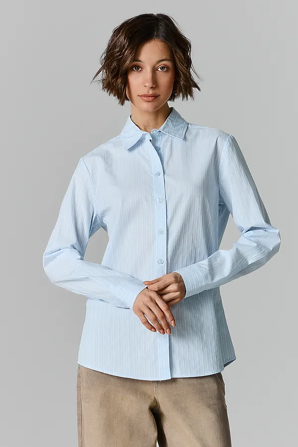 Рубашка женская MARK FORMELLE, полоска на серо -голубом - фото 1