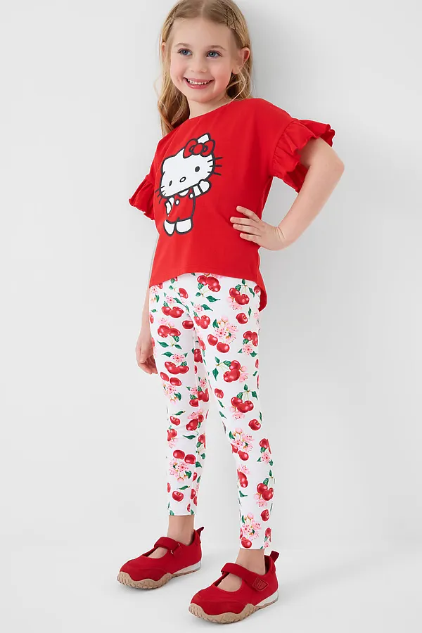 Комплект трикотажный для девочек: туника, брюки (легинсы) PLAYTODAY, разноцветный - фото 1