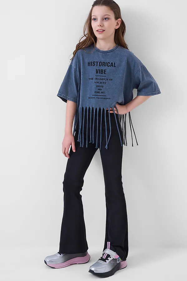 Фуфайка трикотажная для девочек (футболка) PLAYTODAY, темно-серый - фото 1