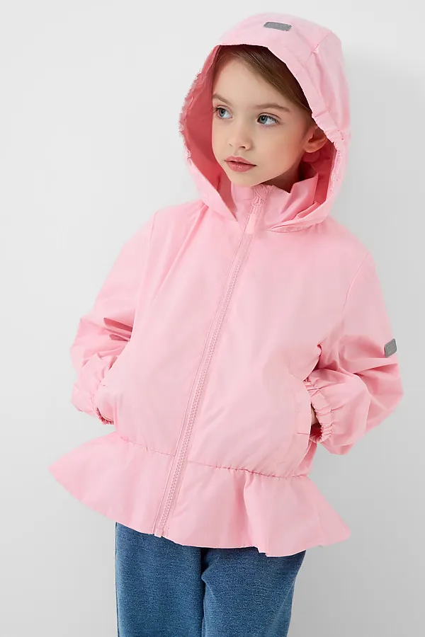 Куртка текстильная с полиуретановым покрытием для девочек (ветровка) PLAYTODAY, светло-розовый - фото 1