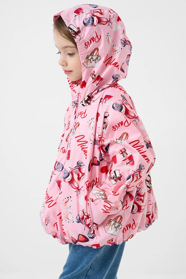 Куртка текстильная с полиуретановым покрытием для девочек (ветровка) PLAYTODAY, разноцветный - фото 1