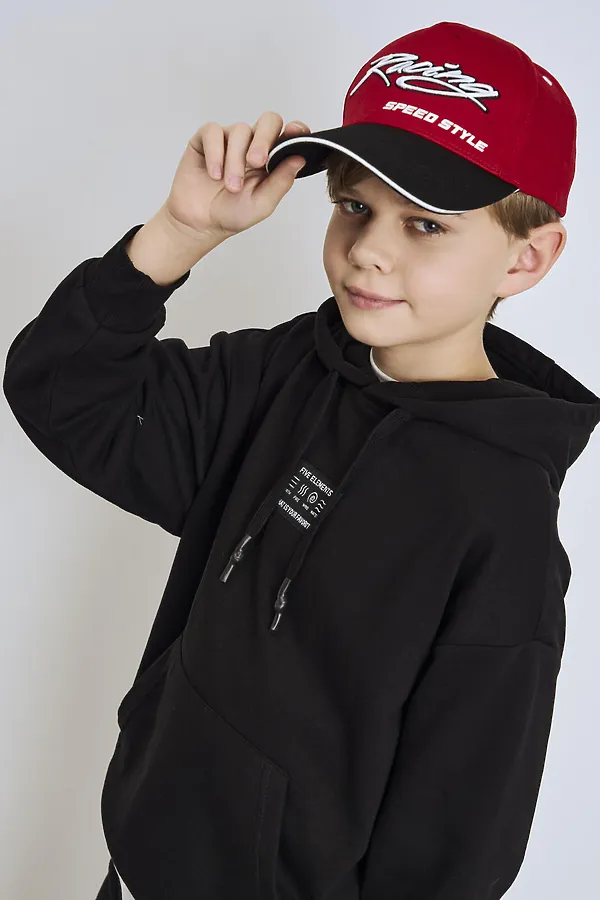 Кепка текстильная для мальчиков PLAYTODAY, черный,красный - фото 1