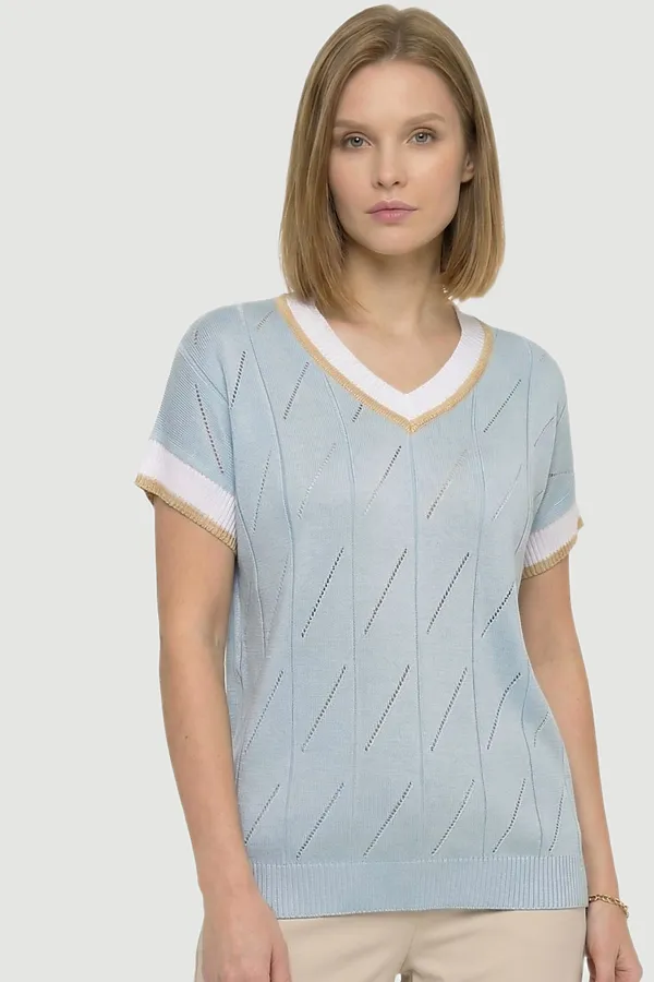 Джемпер VAY, хрустально-голубой/белый/бежевый - фото 1