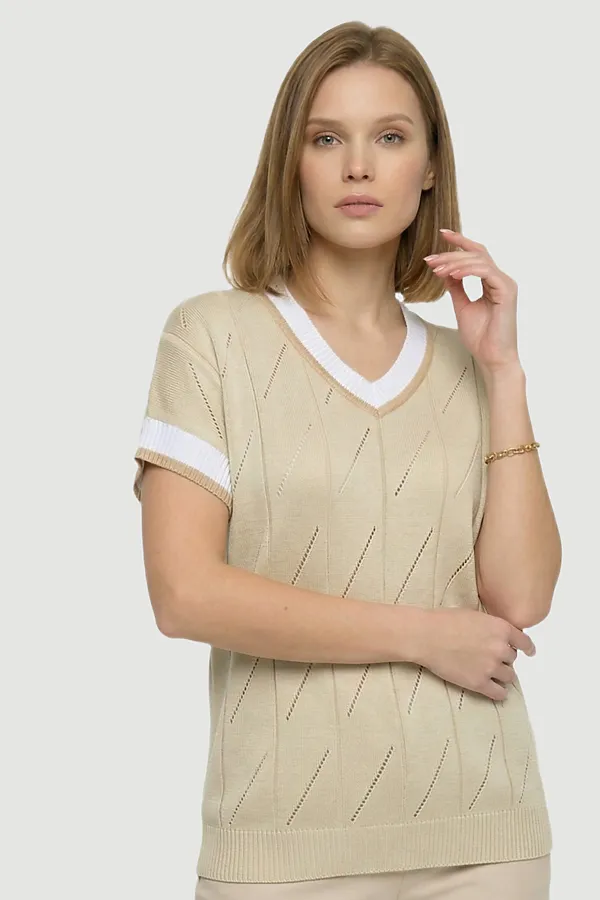 Джемпер VAY, натюрель/белый/бежевый - фото 1