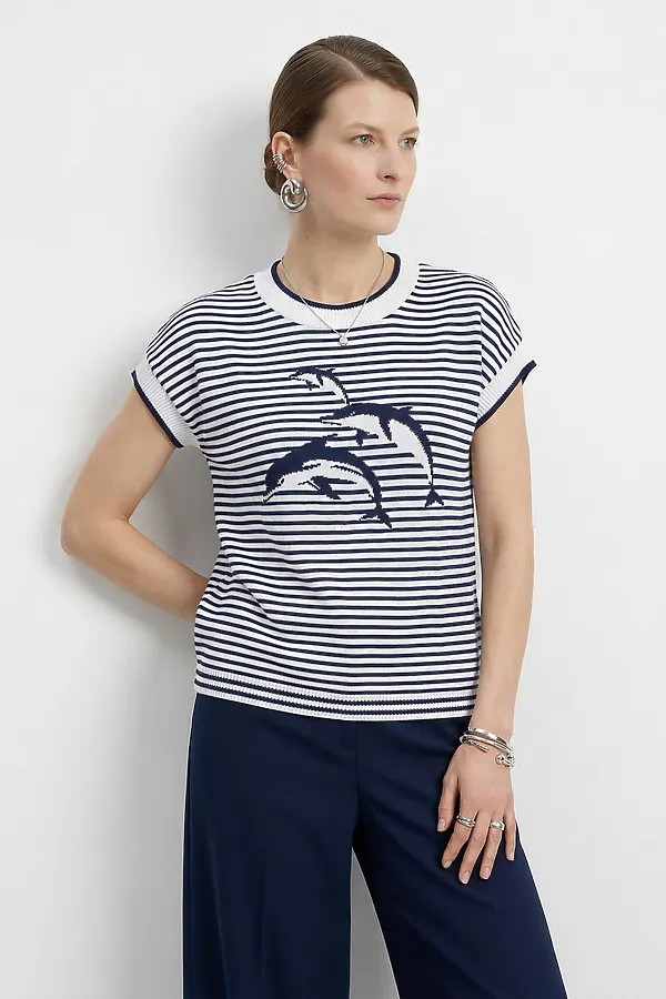 Джемпер NEWVAY, белый/т.синий - фото 1