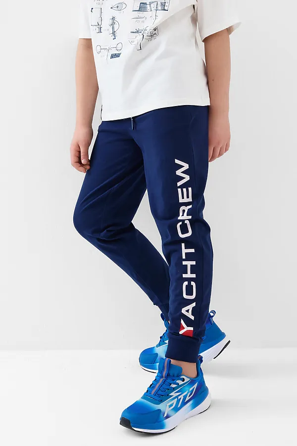 Брюки трикотажные для мальчиков PLAYTODAY, тёмно-синий - фото 1