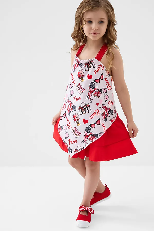 Сарафан текстильный для девочек PLAYTODAY, разноцветный - фото 1