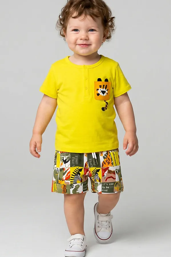 Комплект детский трикотажный для мальчиков: джемпер (футболка), шорты PLAYTODAY, разноцветный - фото 1