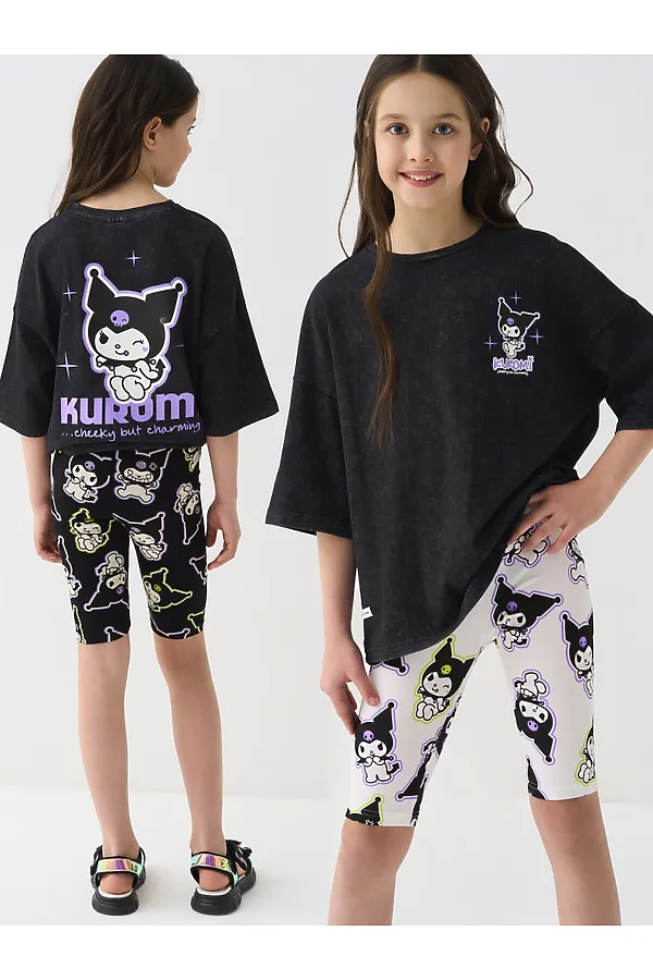 Брюки трикотажные для девочек (легинсы укороченные), 2 пары в комплекте PLAYTODAY, разноцветный - фото 1