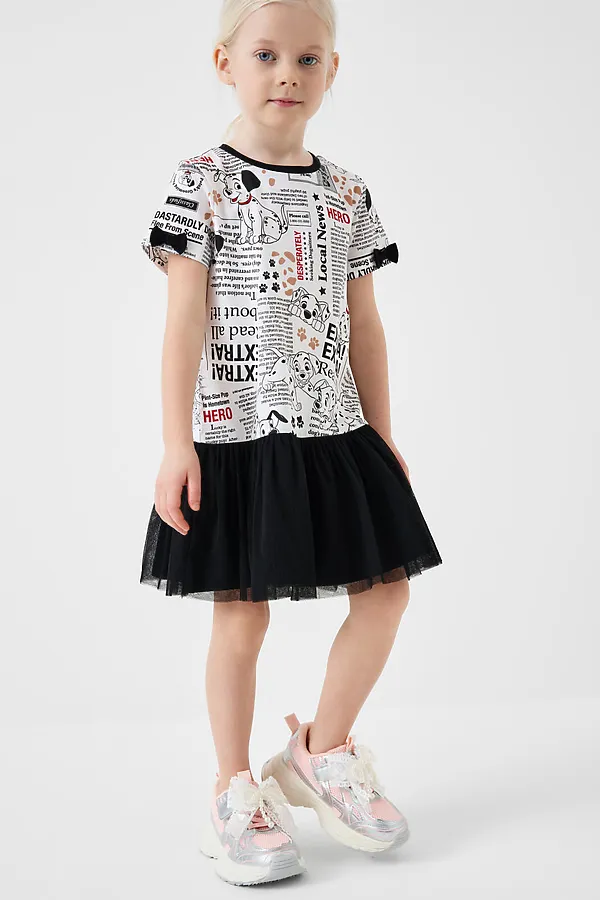 Платье трикотажное для девочек PLAYTODAY, разноцветный - фото 1