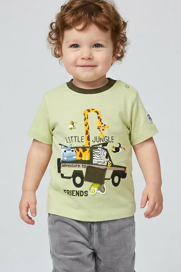Джемпер детский трикотажный для мальчиков (футболка) PLAYTODAY, светло-зеленый - фото 1