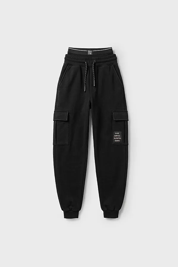 Брюки трикотажные для мальчиков PLAYTODAY, черный - фото 1