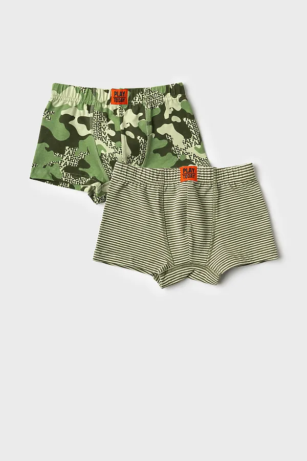 Трусы трикотажные для мальчиков - боксеры, 2 шт в комплекте PLAYTODAY, темно-зеленый,светло-зеленый,зеленый - фото 1