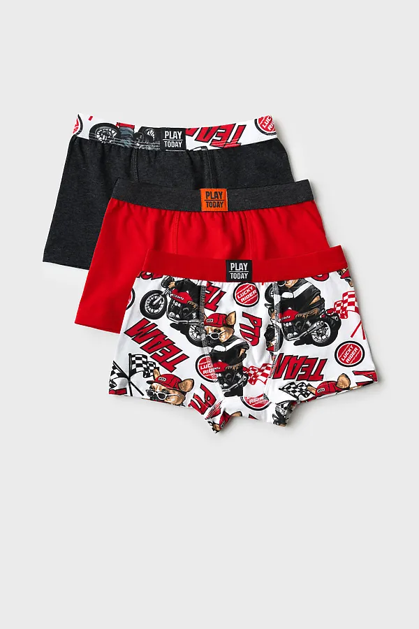 Трусы трикотажные для мальчиков - боксеры, 3 шт в комплекте PLAYTODAY, красный,черный,белый - фото 1