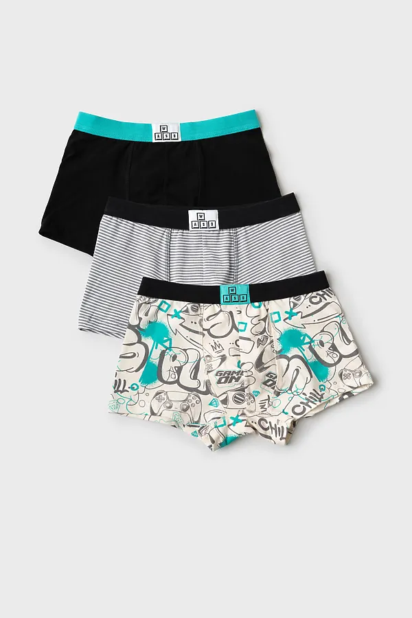 Трусы трикотажные для мальчиков - боксеры, 3 шт в комплекте PLAYTODAY, разноцветный - фото 1