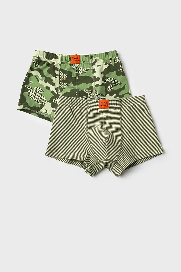 Трусы трикотажные для мальчиков - боксеры, 2 шт в комплекте PLAYTODAY, темно-зеленый,светло-зеленый,зеленый - фото 1