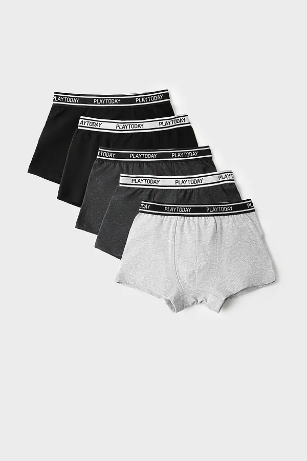 Трусы трикотажные для мальчиков - боксеры, 5 шт в комплекте PLAYTODAY, черный,серый меланж,черный - фото 1