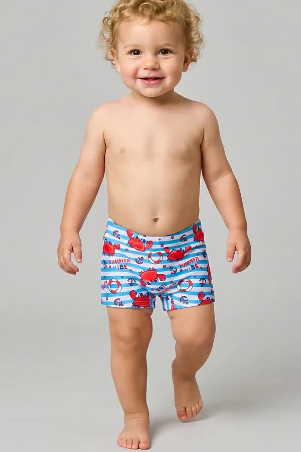 Плавки-шорты детские трикотажные для мальчиков, средней длины PLAYTODAY, разноцветный - фото 1