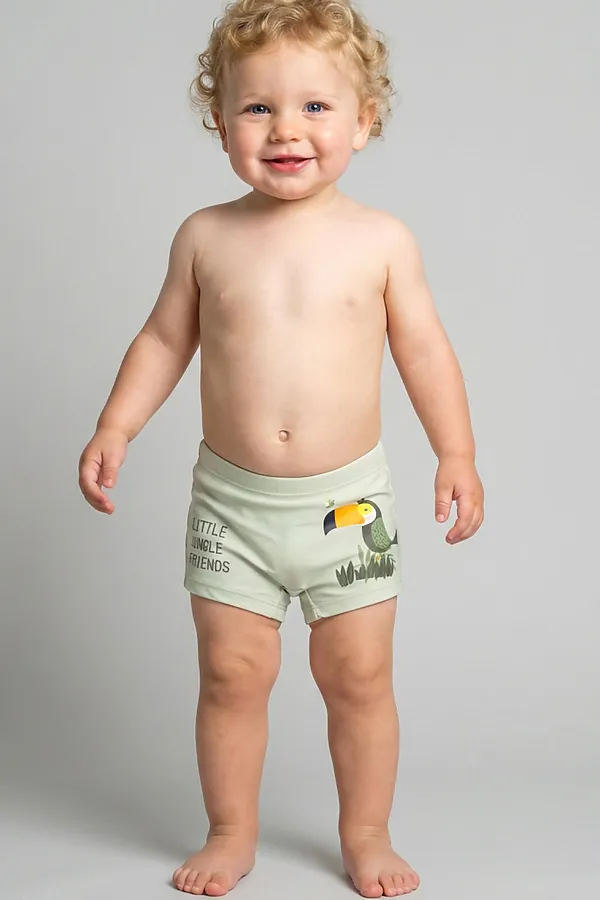 Плавки-шорты детские трикотажные для мальчиков, средней длины PLAYTODAY, светло-зеленый - фото 1