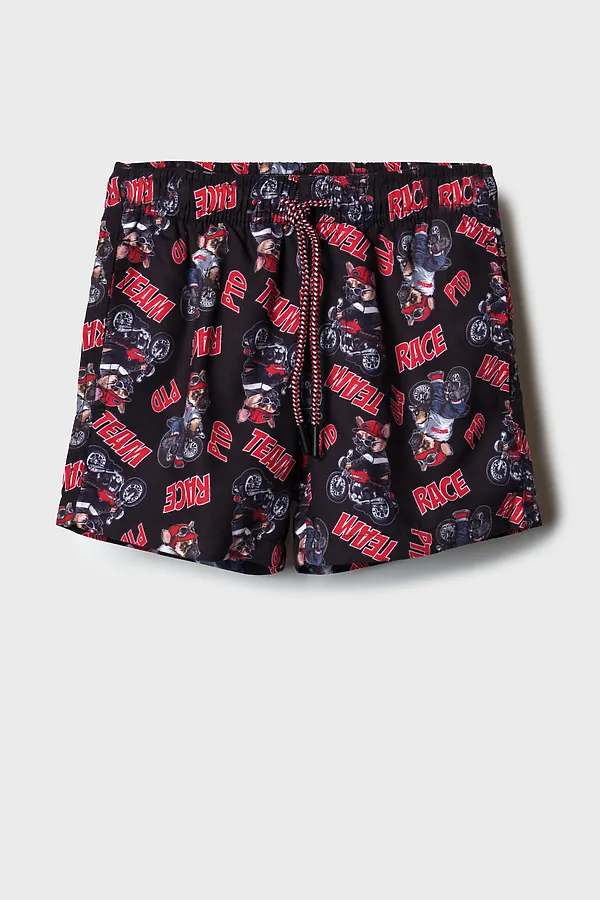 Шорты текстильные плавательные для мальчиков, средней длины PLAYTODAY, черный,белый,красный - фото 1