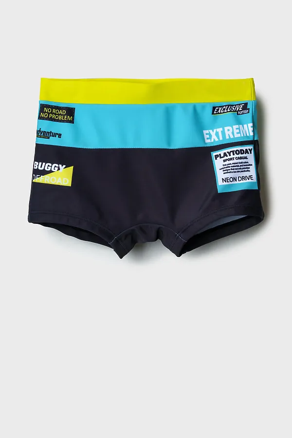 Плавки-шорты трикотажные для мальчиков, короткие PLAYTODAY, черный,светло-зеленый,бирюзовый - фото 1