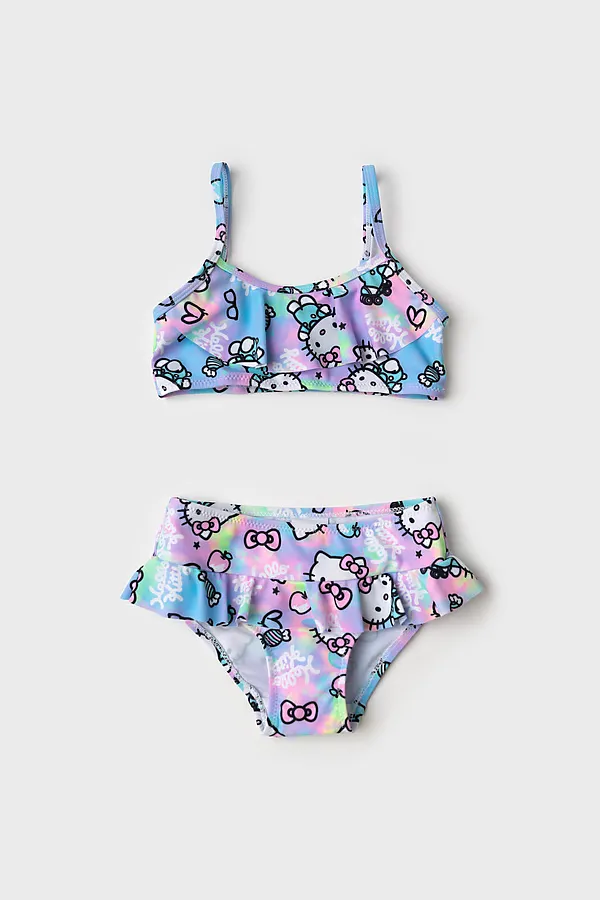 Купальный костюм трикотажный для девочек PLAYTODAY, разноцветный - фото 1