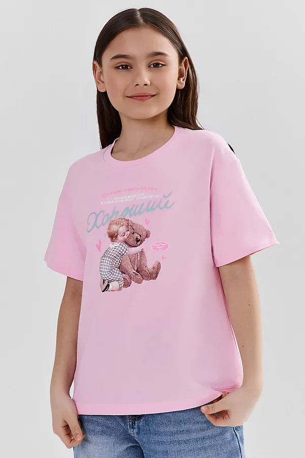 Футболка для девочек MARK FORMELLE, орхидея +печать1 - фото 1