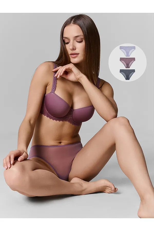 Трусы женские (3шт.) MARK FORMELLE, маленькие серые цветы - фото 1