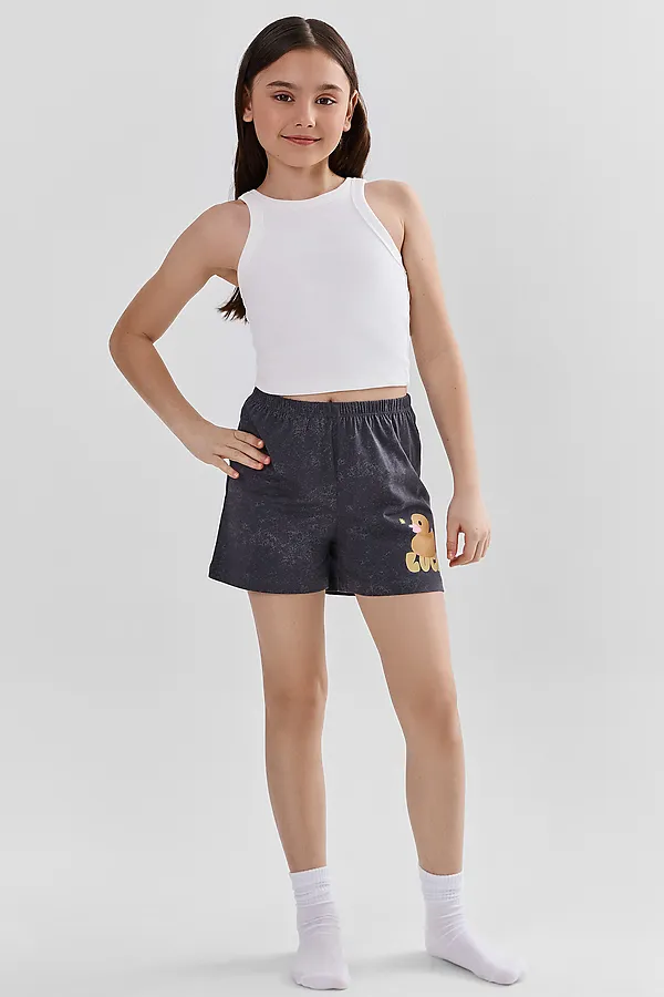 Шорты для девочек домашние MARK FORMELLE, серый acid wash +печать - фото 1