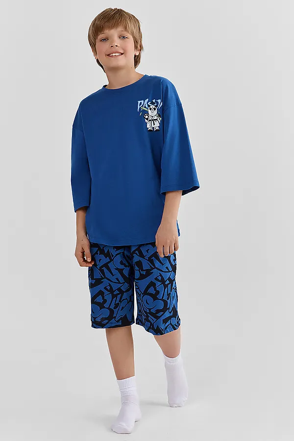 Комплект для мальчиков (джемпер, шорты) MARK FORMELLE, синий +буквы на синем - фото 1