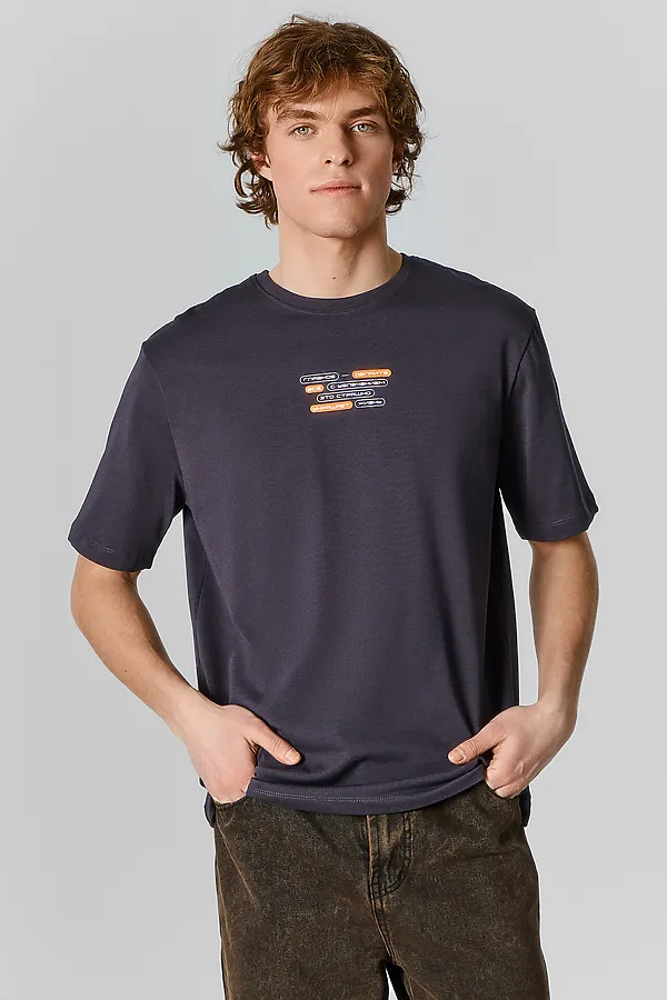 Футболка мужская MARK FORMELLE, обсидиан +печать - фото 1