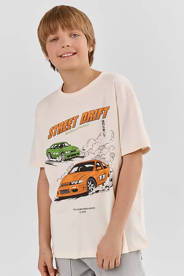 Футболка для мальчиков MARK FORMELLE, молочный +печать3 - фото 1