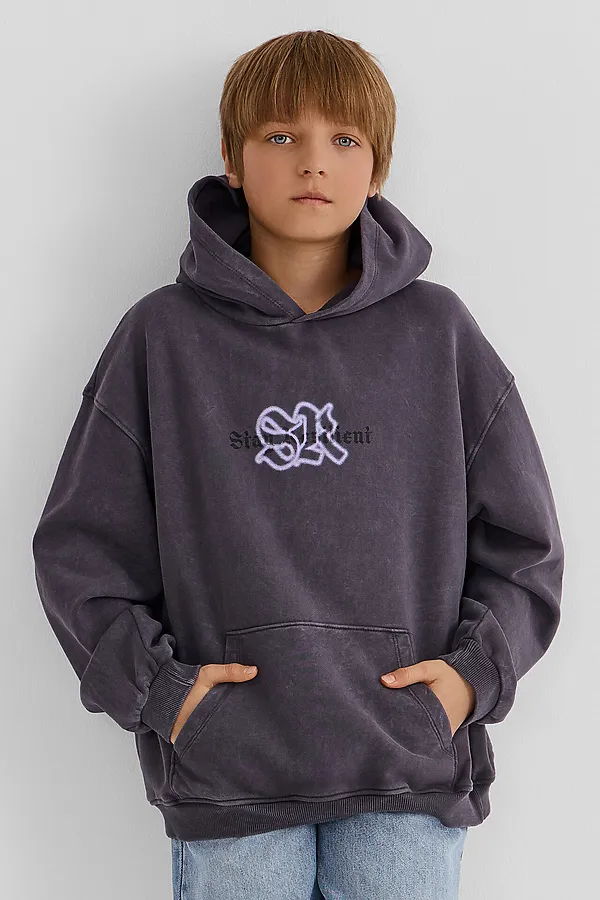 Худи для мальчиков MARK FORMELLE, acid wash графит +печать - фото 1