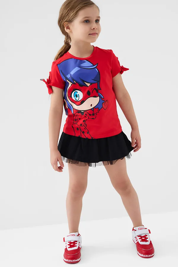 Джемпер трикотажный для девочек (футболка) PLAYTODAY, красный - фото 1