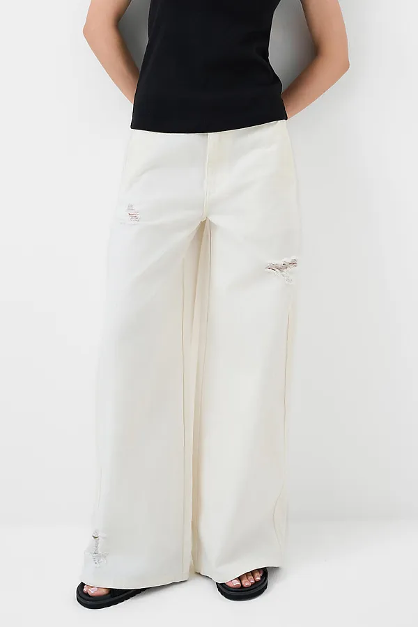 Брюки текстильные джинсовые для женщин PLAYTODAY, белый - фото 1