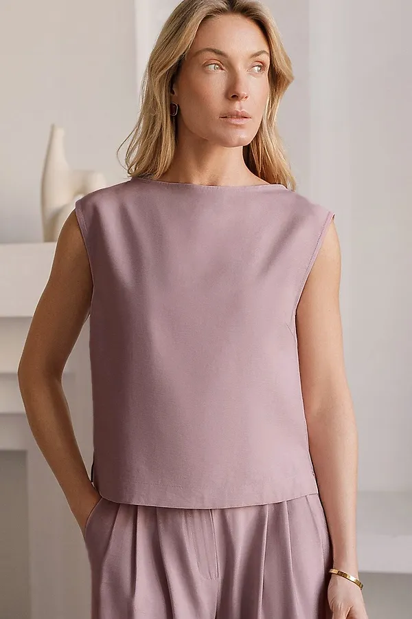 Топ c вырезом лодочка из плотного лиоцелла VILATTE, зефирно-розовый - фото 1