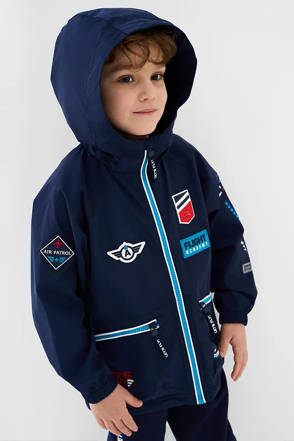Куртка текстильная с полиуретановым покрытием для мальчиков (ветровка) PLAYTODAY, тёмно-синий - фото 1