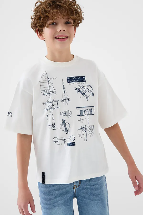 Фуфайка трикотажная для мальчиков (футболка) PLAYTODAY, белый - фото 1