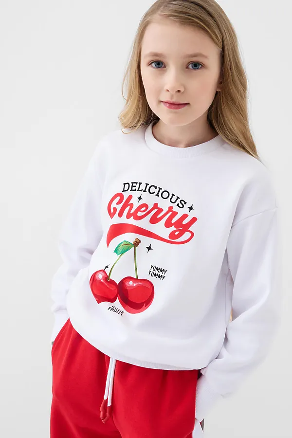 Толстовка трикотажная для девочек PLAYTODAY, белый - фото 1