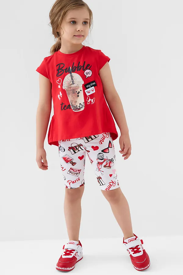 Комплект трикотажный для девочек: джемпер (футболка), брюки (легинсы укороченные) PLAYTODAY, разноцветный - фото 1