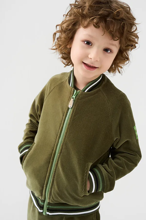 Толстовка трикотажная для мальчиков PLAYTODAY, темно-зеленый - фото 1