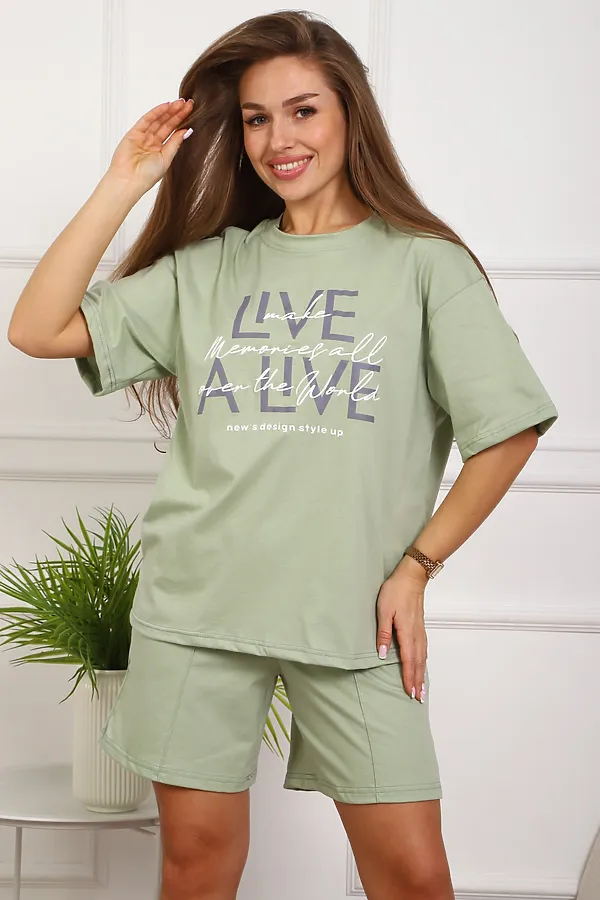 Костюм с шортами 20524 НАТАЛИ, оливковый - фото 1