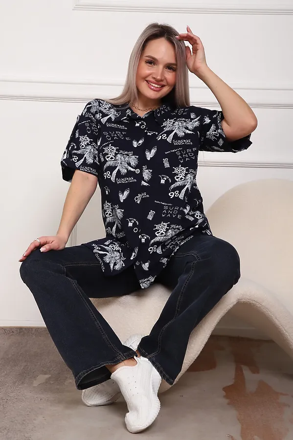 Рубашка 5005 НАТАЛИ, синий - фото 1