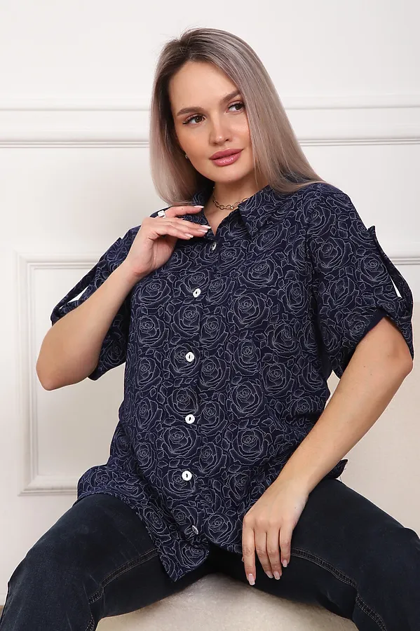 Рубашка 5005 НАТАЛИ, синяя роза - фото 1