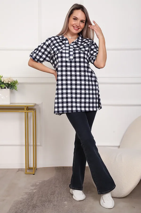 Туника 5004 НАТАЛИ, черный/клетка - фото 1