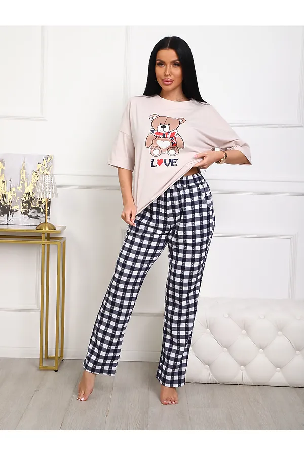 Пижама с брюками 5002 НАТАЛИ, черно-белый - фото 1